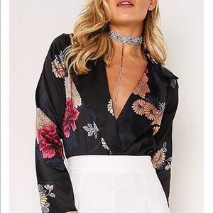 Brand new with tags long sleeve deep v body suit